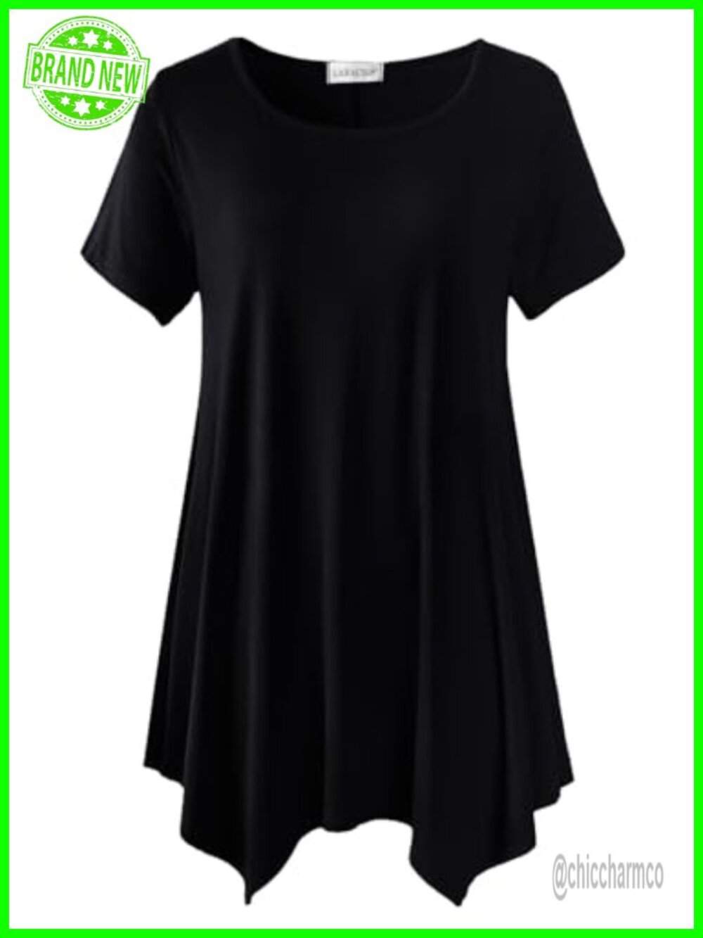 Short Sleeve Asymmetrical Tunic Blouse - Plus Size Summer Top